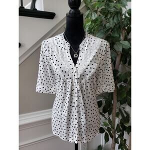 Anthropologie Black and White Polka Dot Blouse